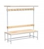 Скамья для спортивных раздевалок двусторонняя с полкой для головных уборов