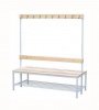 Скамья для спортивных раздевалок двусторонняя с полкой для обуви
