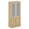 Шкаф высокий широкий (2 низких фасада ЛДСП + 2 средних фасада стекло сатин в раме) COR.ST-1.2R серии