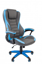 Геймерское кресло CHAIRMAN GAME 22 (Экокожа комбинированная серый/голубой)